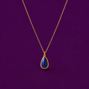 Teardrop lapis lazuli pendant necklace in gold vermeil on silver chain