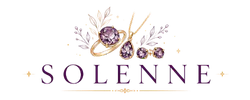 Solenne business amethyst jewelry logo on white background.