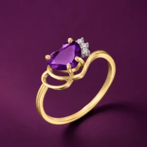 Amethyst and lab grown diamonds engagement ring available in yellow,white and rose gold.