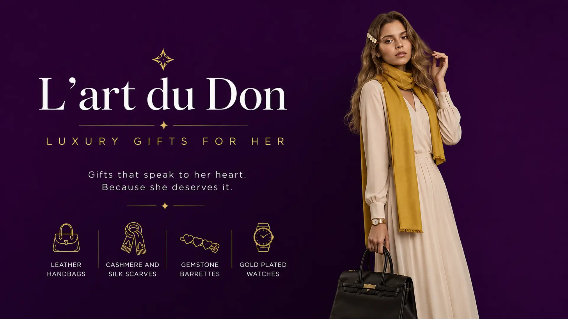 The L'art du Don collection for the art of the gift. Charlotte presenting luxury gifts for her.