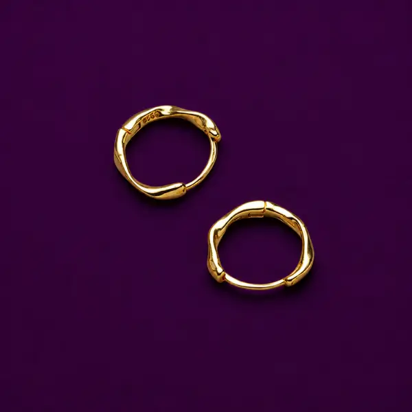 Gold vermeil small hoop huggie earrings, 18k gold plated silver