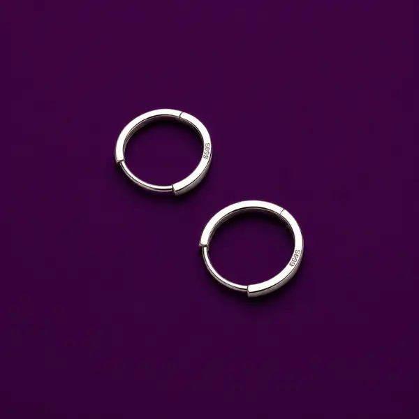 Pure silver small hoop huggie earrings for women, sterling silver