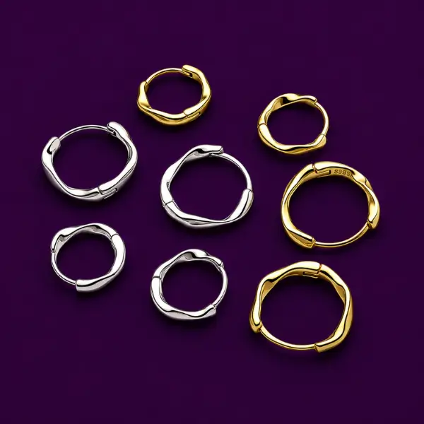 Silver and gold vermeil small hoop huggie earrings in multiple sizes
