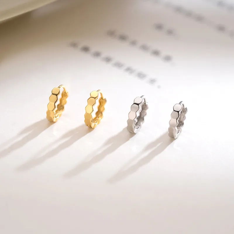 Second image of Geometric Faceted Earrings