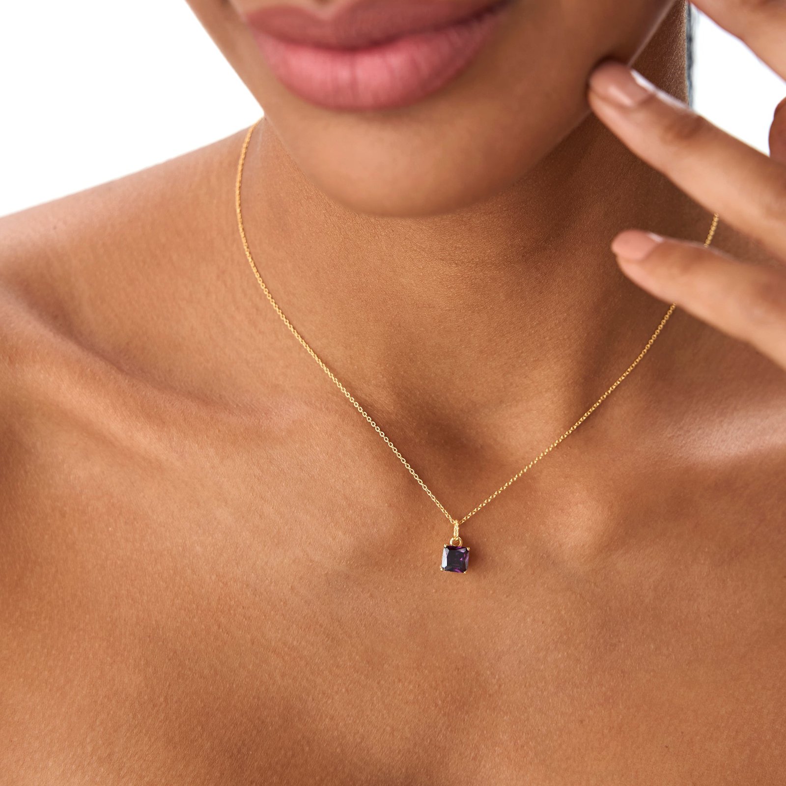 Cushion Cut Amethyst Solitaire Necklace