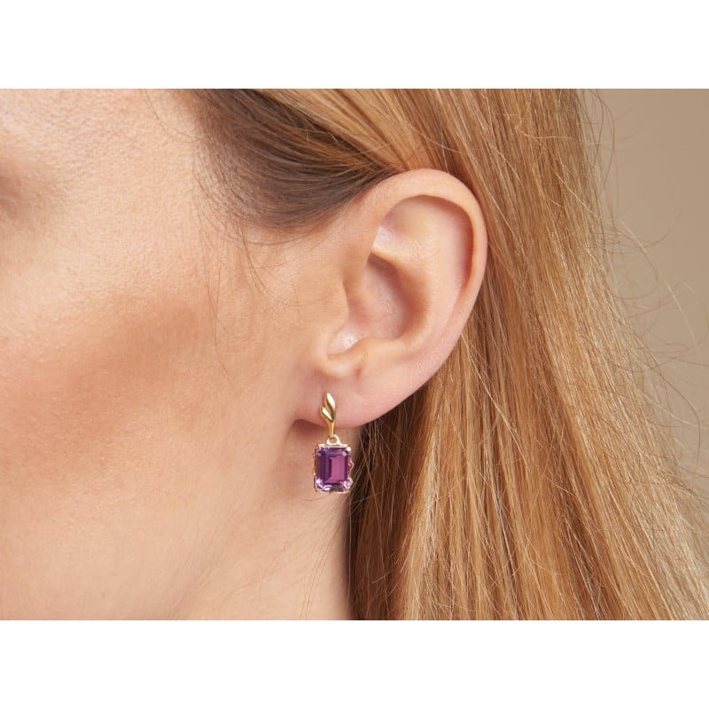 Gold Amethyst Earrings